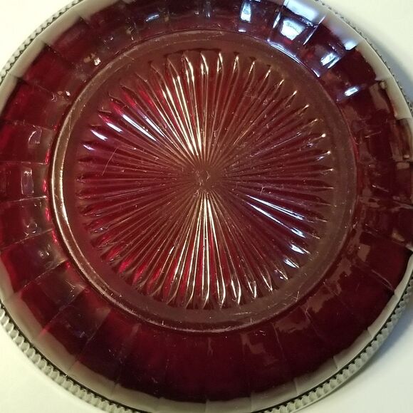 Vintage coronation royal ruby glass fruit bowl by anchor hocking - Picture 6 of 12